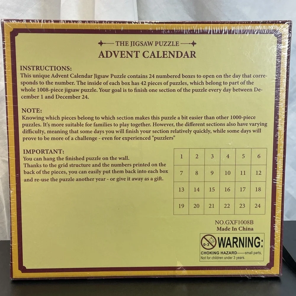 jigsaw puzzle advent calendar Christmas 1008  Poster Included Sealed